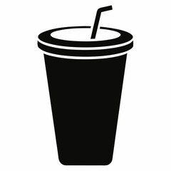 Paper cup of coffee isolated on white, coffee cup vector illustration, glass vector art, coffee cup silhouette, coffee glass vector icon, eps