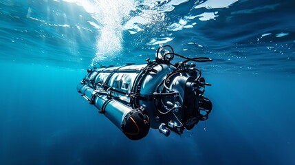 Autonomous underwater robot exploring ocean depths, marine research Advanced and robust, innovative and reliable, underwater technology