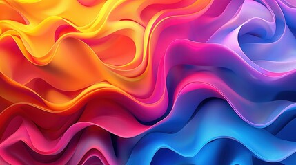 Fototapeta premium Vibrant abstract background featuring colorful waves of orange, red, pink, blue, and purple hues blending seamlessly in a mesmerizing pattern.