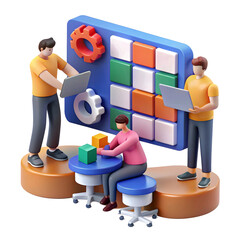 3d illustration of people with task management board