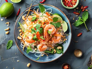 Goi Du Du. The most popular Vietnamese dishes. A refreshing green papaya salad with shrimp, pork, peanuts, and fresh herbs.