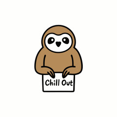 A sloth holding a sign that says 