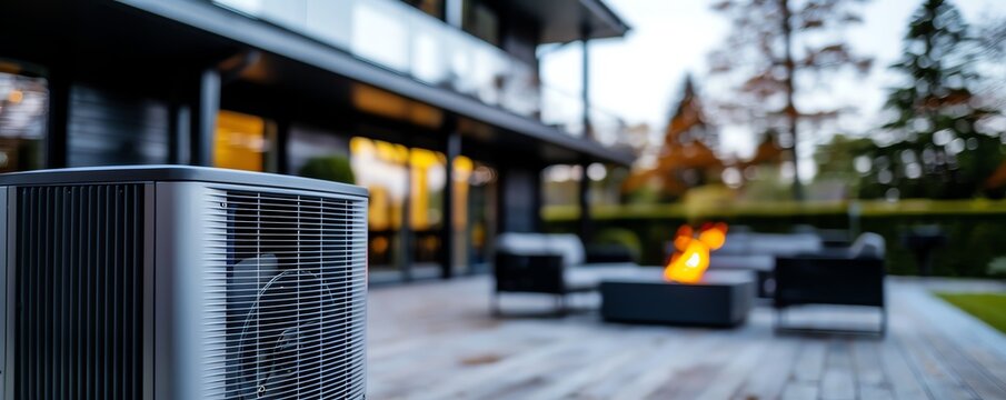 Heat pump providing climate control in a residential home, cozy setting Efficient and reliable, versatile and comforting, home HVAC system
