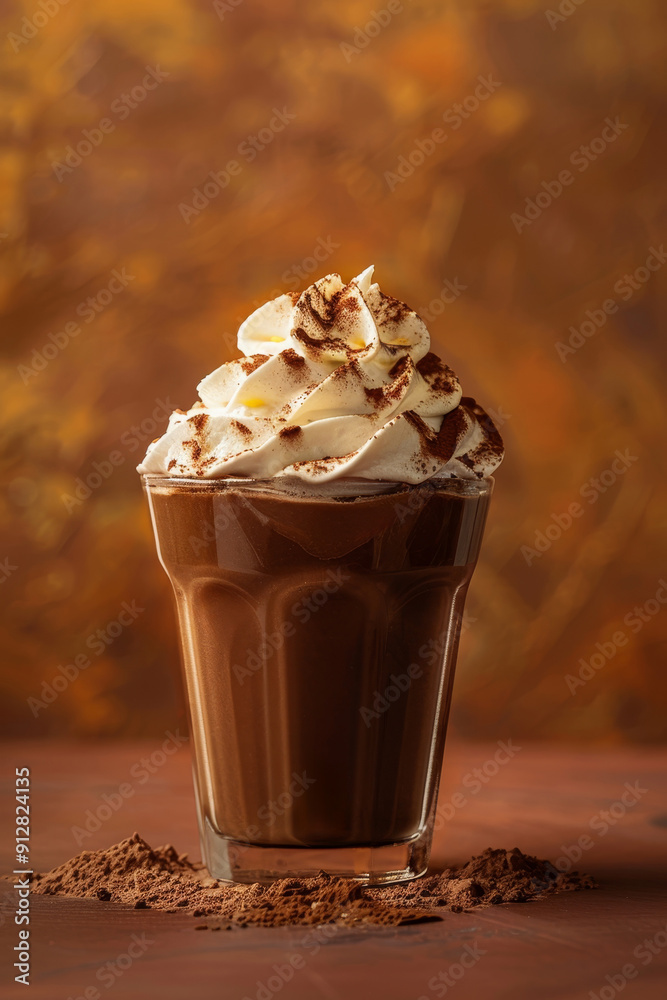 Canvas Prints chocolate mousse in a glass cup with whipped cream