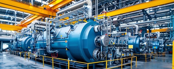 Industrial steam boiler powering a manufacturing plant, factory setting Powerful and efficient, robust and essential, industrial energy supply