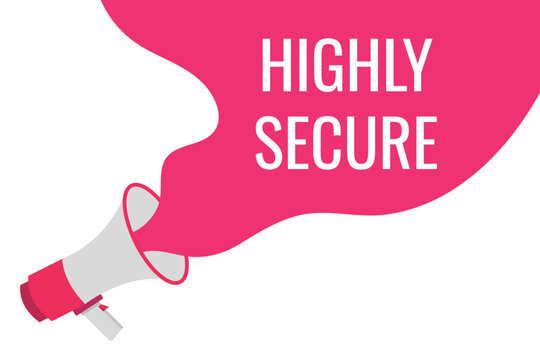 highly secure button, banner, label, template for website. highly secure text with colorful megaphone icon
