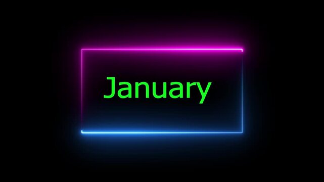 january text icon animation on background.