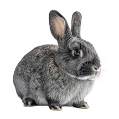 Obraz premium Grey rabbit isolated on transparent background cutout PNG