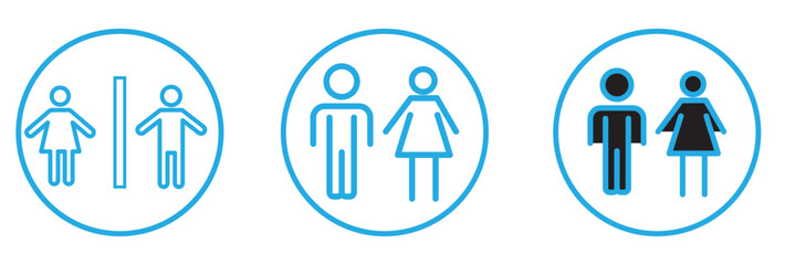 Toilet icon set vector. Girls and boys restrooms sign and symbol. bathroom sign. wc, lavatory