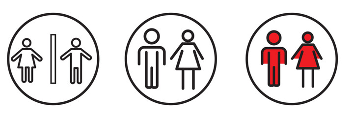 Toilet icon set vector. Girls and boys restrooms sign and symbol. bathroom sign. wc, lavatory