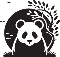Minimal Panda silhouette vector illustration