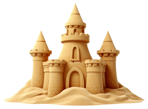 PNG Intricate sandcastle with four towers