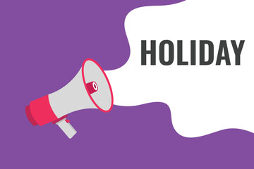 holiday button, banner, label, template for website. holiday text with colorful megaphone icon

