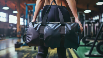 Fototapeta premium Teen athlete carrying gym bag for workout