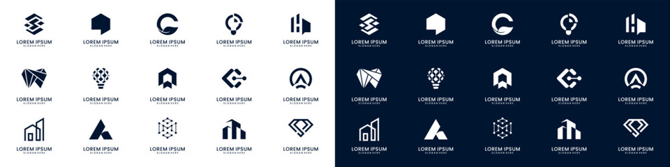 Set of abstract logo set for business company logo design collection.