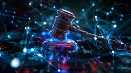 Protecting Large Companies Related Decisions  Significance Digital Court Gavel. Concept Artificial Intelligence