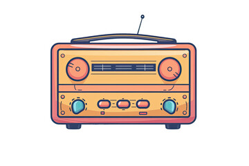 Illustration of a retro vintage radio with knobs and antennas, showcasing classic design and technology from the past.