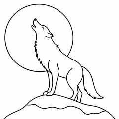 Full Moon A wolf howling art vector illustration