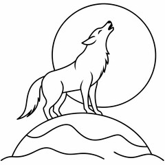 Full Moon A wolf howling art vector illustration