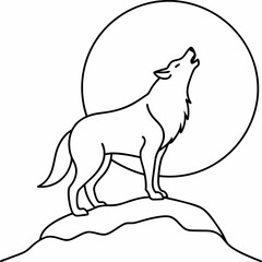 Full Moon A wolf howling art vector illustration