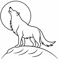 Full Moon A wolf howling art vector illustration