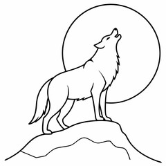Full Moon A wolf howling art vector illustration