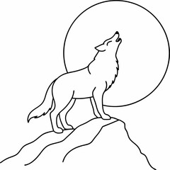 Full Moon A wolf howling art vector illustration