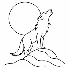 Full Moon A wolf howling art vector illustration