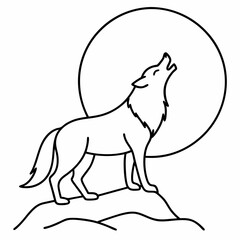 Full Moon A wolf howling art vector illustration