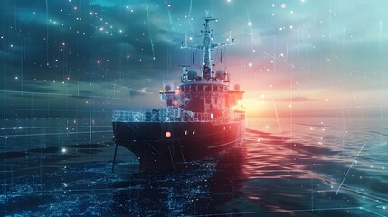 Fototapeta premium Digitally Enhanced Cybersecurity for Maritime Industry
