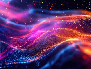 Obraz premium Abstract data streams with vibrant colors, dynamic tech background