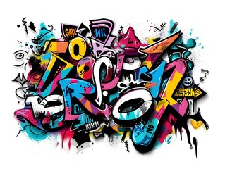 Naklejka premium Vibrant Graffiti Inspired Streetwear Graphics for Apparel Design