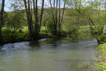 Landschaft im Sinntal zwischen Burgsinn und Rieneck, Landkreis Main-Spessart, Unterfranken, Franken, Bayern, Deutschland