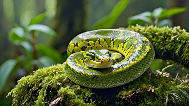 green snake in the grass