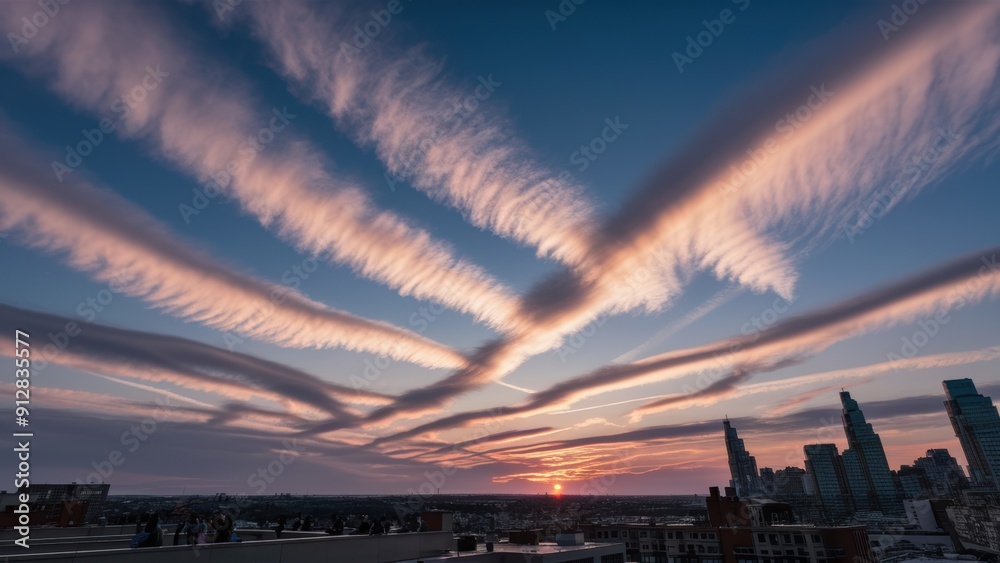 Wall mural a view of a city skyline with clouds in the sky, ai