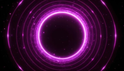 Glowing Purple Neon Circle in Space