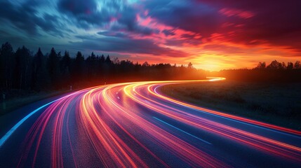 Abstract light trails in motion