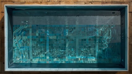 A square swimming pool with blue water isolated on a transparent background