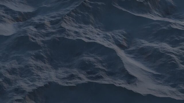 Flying over the surface of a moon-like planet. Seamless loop 4k resolution 60 FPS