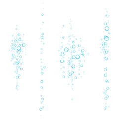 Oxygen air bubbles  flow  in water on white  background.