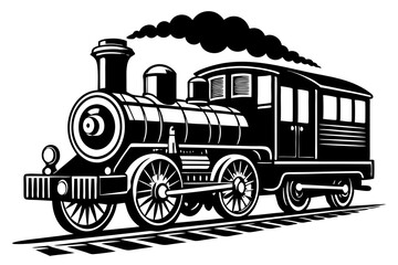 Black flat Vintage steam train black silhouette vector,Old Train vector,Old Train silhouette