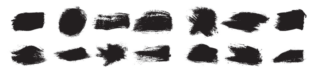 ink brush stroke black set grunge isolated texture white paintbrush collection