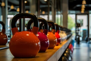 Kettlebells on the ground in an urban gym