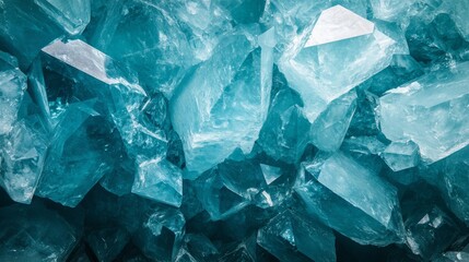 Obraz premium Magnificent blue aquamarine crystals with sharp edges and brilliant clarity, ideal for gemstone collectors and jewelry designs, stone texture background