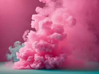 Smoke in pink on turqoise Background