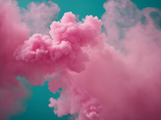 Fototapeta premium Smoke in pink on turqoise Background