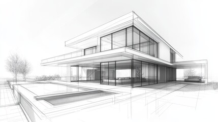 Architectural blueprint plan of a contemporary home
