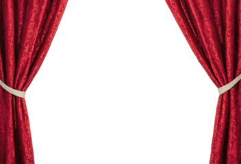 red velvet curtain window isolated on white