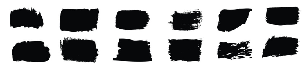 Grunge square black brush strokes