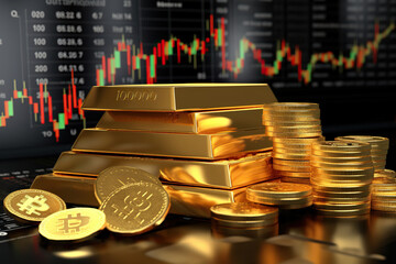 Generative ai on theme of beautiful gold growth chart for design natural abstract background